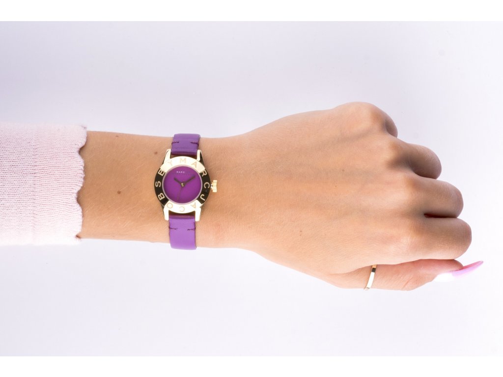 Marc Jacobs Purple Dial Purple Leather Strap Watch for Women - MBM1209