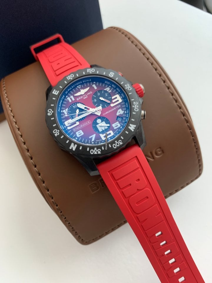 Breitling Endurance Pro Ironman Red Dial Red Rubber Strap Watch for Men - X823109A1K1S1