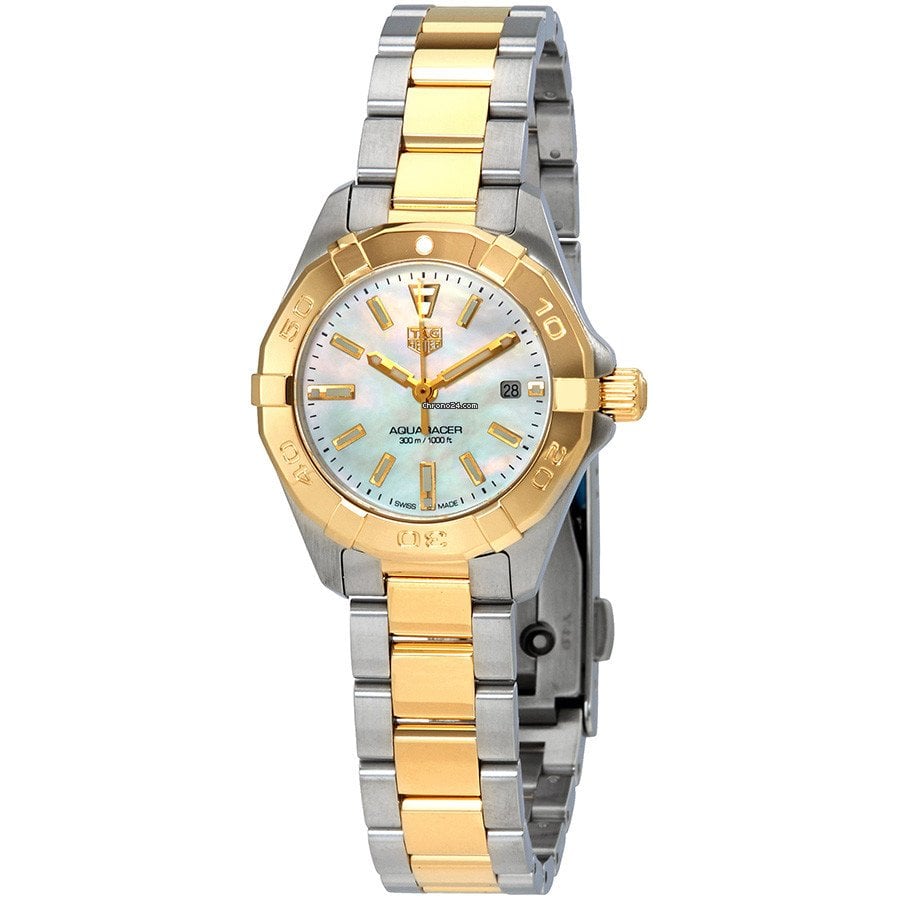 Tag Heuer Aquaracer Quartz Mother of Pearl Dial Two Tone Steel Strap Watch for Men - WBD1420.BB0321