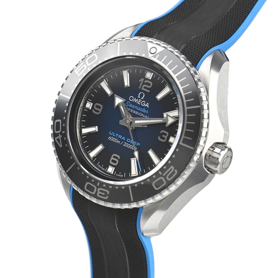 Omega Planet Ocean 6000M Co Axial Master Chronometer 45.5mm Blue Dial Black Rubber Strap Watch for Men - 21532462103001