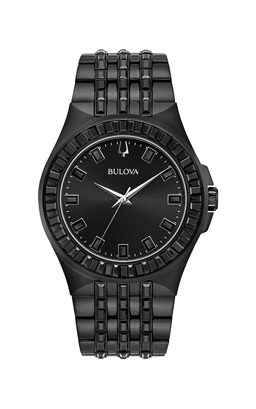 Bulova Crystal Collection Phantom Black Dial Black Steel Strap Watch for Men - 98A240