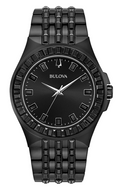 Bulova Crystal Collection Phantom Black Dial Black Steel Strap Watch for Men - 98A240