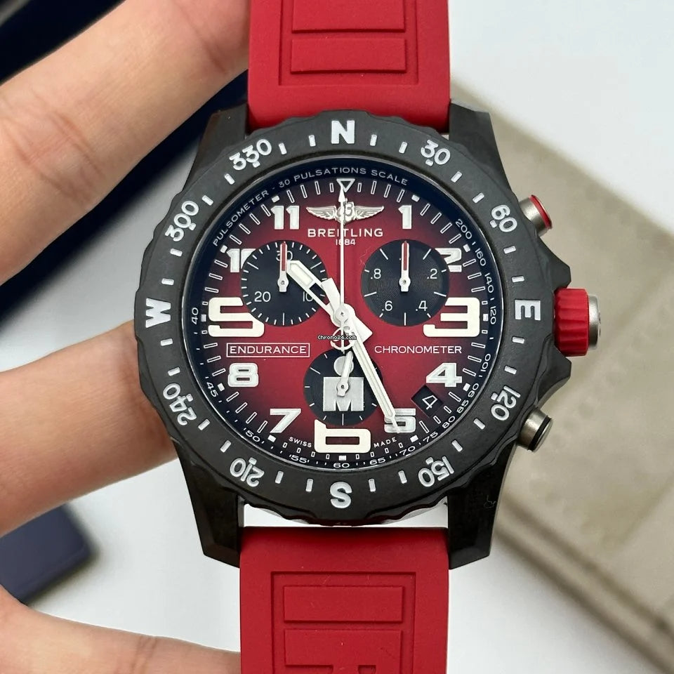 Breitling Endurance Pro Ironman Red Dial Red Rubber Strap Watch for Men - X823109A1K1S1