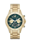 Marc Jacobs Rock Green Dial Gold Stainless Steel Strap Watch for Women - MBM3252