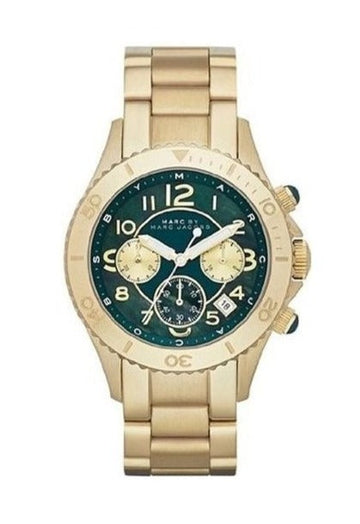 Marc Jacobs Rock Green Dial Gold Stainless Steel Strap Watch for Women - MBM3252