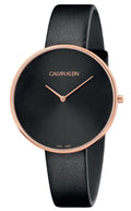 Calvin Klein Full Moon Black Dial Black Leather Strap Watch for Women - K8Y236C1