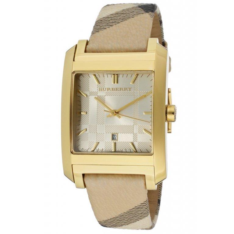 Burberry Nova Gold Dial Dial Beige Leather Strap Watch for Women - BU1582