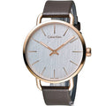 Calvin Klein Even Silver Dial Brown Leather Strap Watch for Men - K7B216G6