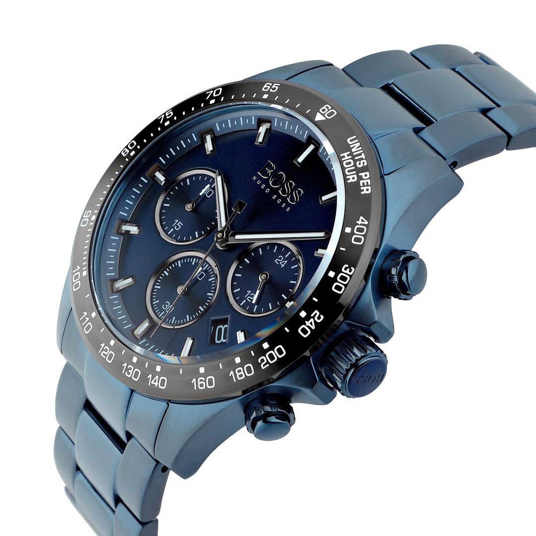 Hugo Boss Hero Sport Lux Chronograph Blue Dial Blue Steel Strap Watch for Men - 1513758