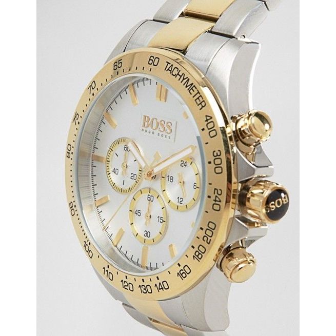 Hugo Boss Ikon Chronograph Gold Dial Two Tone Steel Strap Watch for Men - 1512960