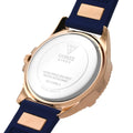 Guess Frontier DIamonds Gold Dial Blue Rubber Strap Watch For Women - W1160L3