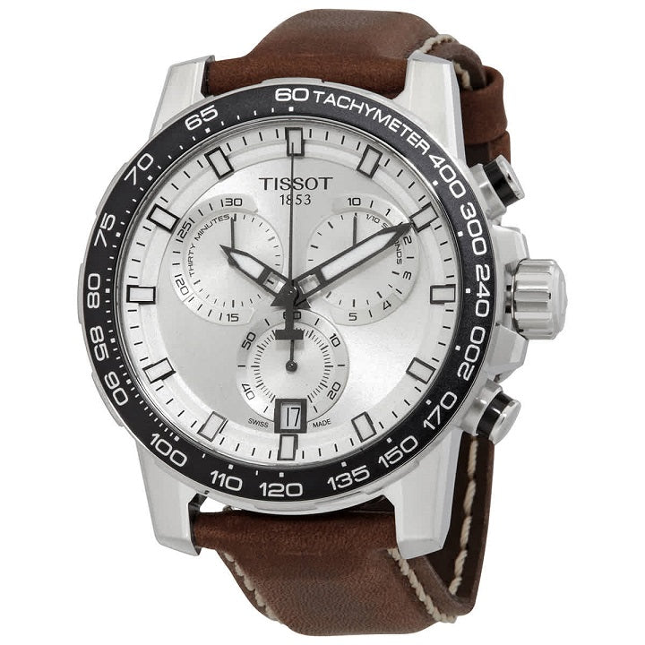 Tissot Supersport Chrono Silver Dial Brown Leather Strap Watch for Men - T125.617.16.031.00