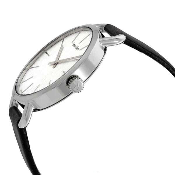 Calvin Klein Even Silver Black Leather Strap Watch for Women - K7B231C6