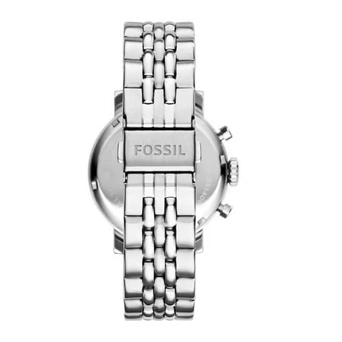 Fossil Boyfriend Chronograph Silver Dial Silver Steel Strap Watch for Women - ES2198