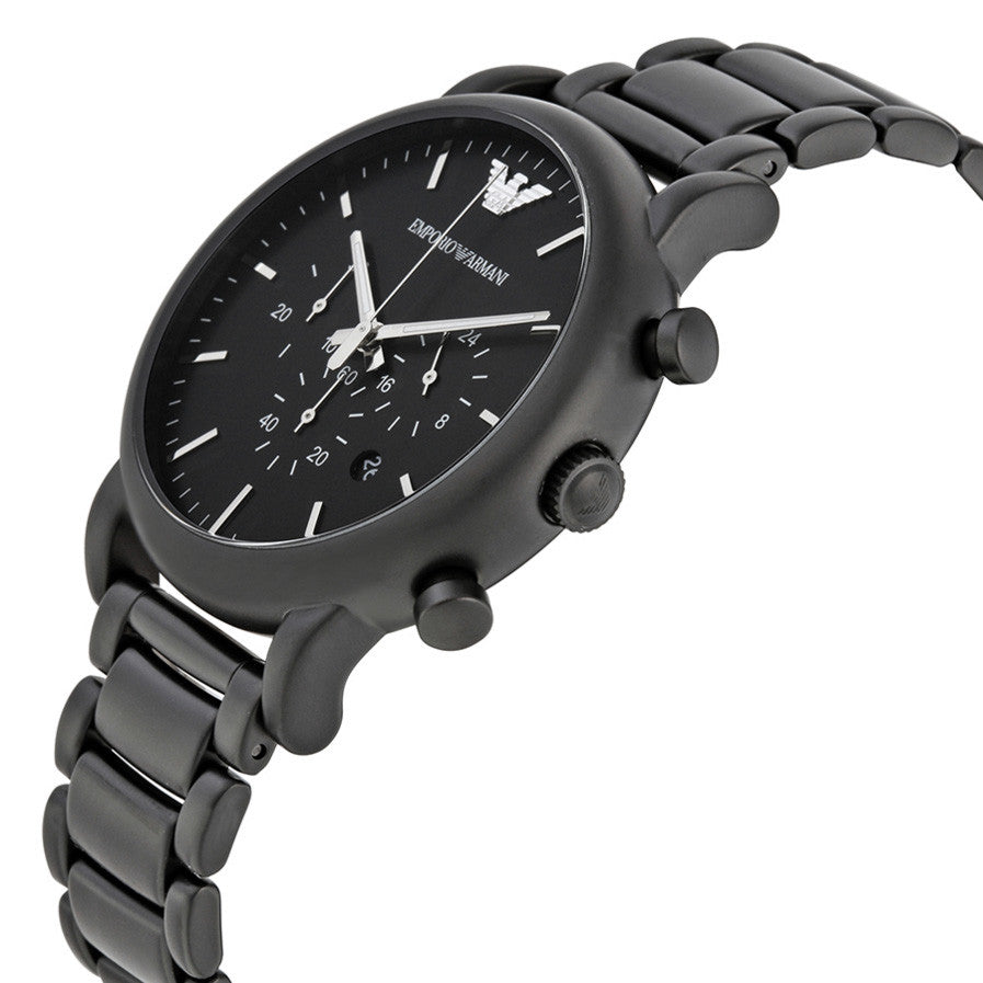 Emporio Armani Luigi Chronograph Black Dial Black Steel Strap Watch For Men - AR1895