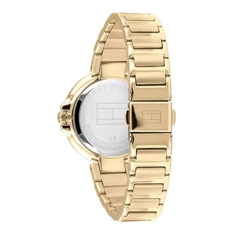 Tommy Hilfiger Angela White Dial Gold Steel Strap Watch for Women - 1782128