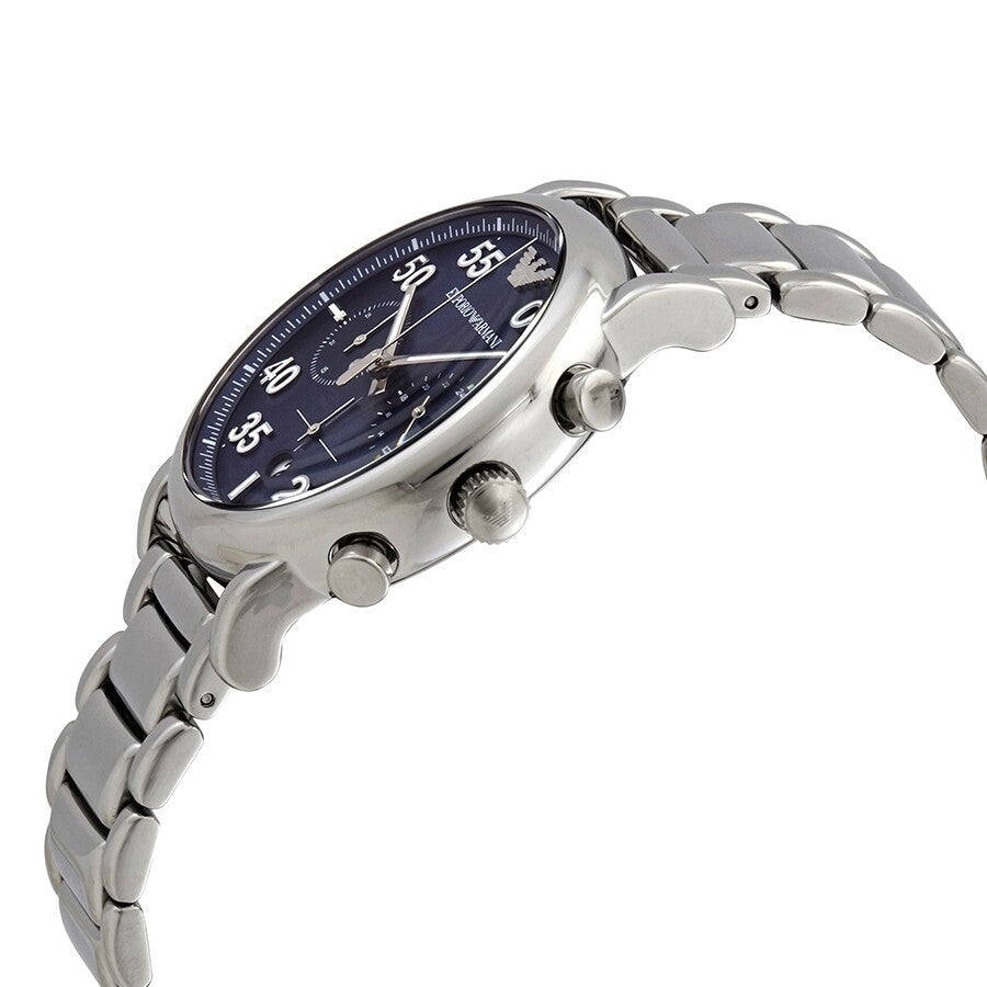 Emporio Armani Luigi Chronograph Blue Dial Silver Steel Strap Watch For Men - AR11132