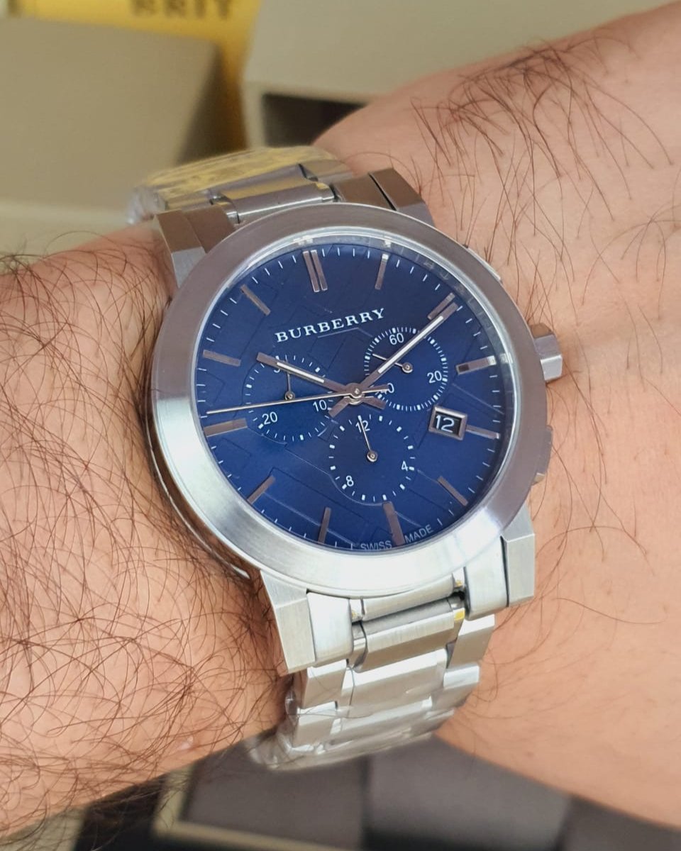 Burberry The City Blue Dial Silver Steel Strap Watch for Men - BU9363