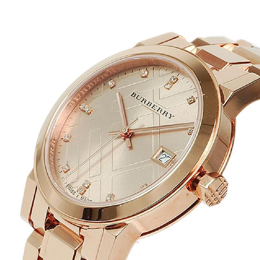 Burberry The City Beige Dial Beige Leather Strap Watch for Women - BU9109