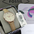 Fossil Jacqueline White Dial Sand Leather Strap Watch for Women - ES3487