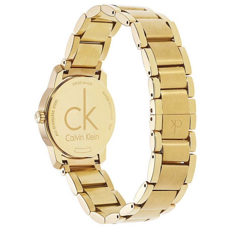 Calvin Klein City White Dial Gold Steel Strap Watch for Women - K2G23546