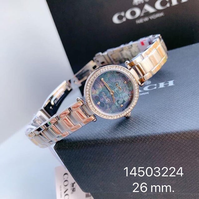 Coach Park Blue Mother of Pearl Dial Silver Steel Strap Watch for Women - 14503224