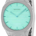 Gucci 25H Quartz Turquoise Dial Silver Steel Strap Watch For Women - YA163409