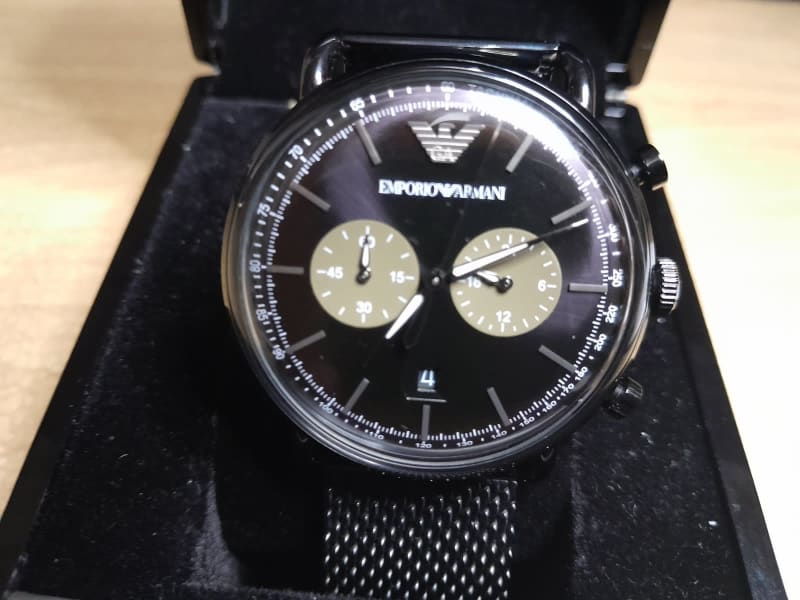 Emporio Armani Aviator Black Dial Black Mesh Bracelet Watch For Men - AR11142