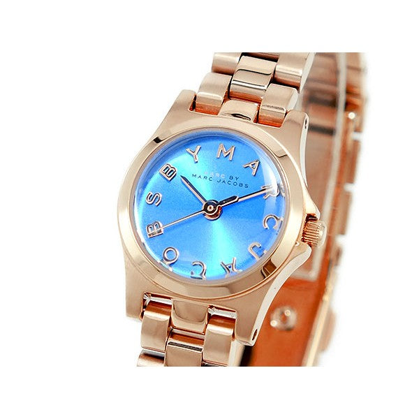 Marc Jacobs Henry Dinky Blue Dial Rose Gold Stainless Steel Strap Watch for Women - MBM3204