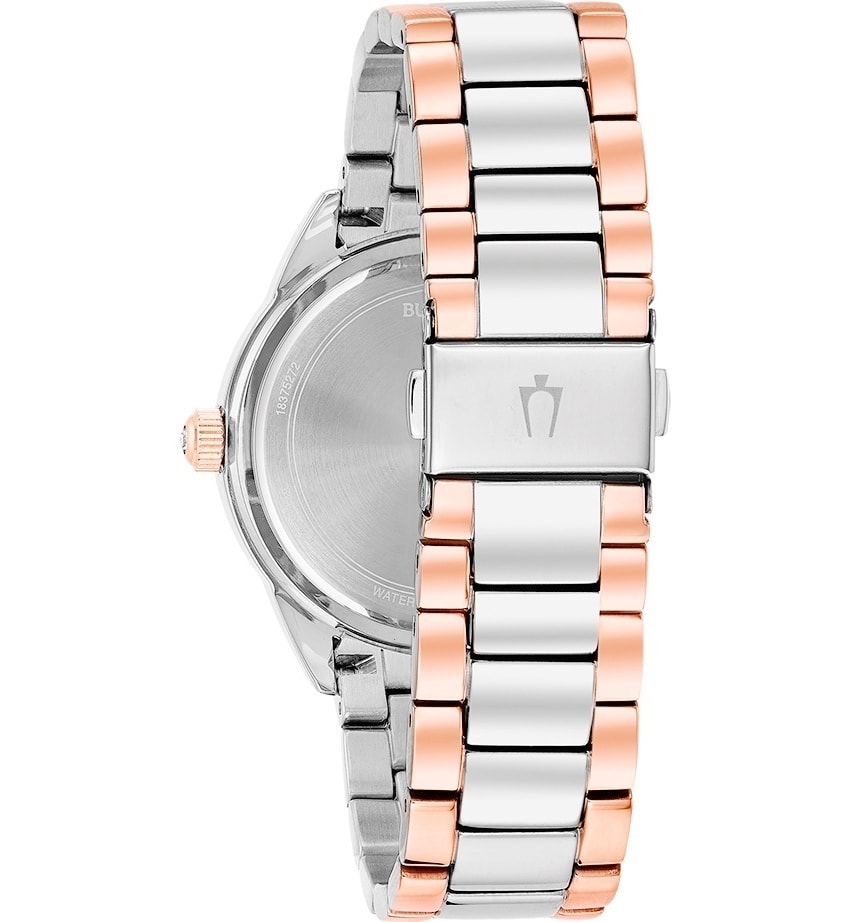 Bulova Crystal Collection Silver Dial Two Tone Steel Strap Watch for Women - 98N100