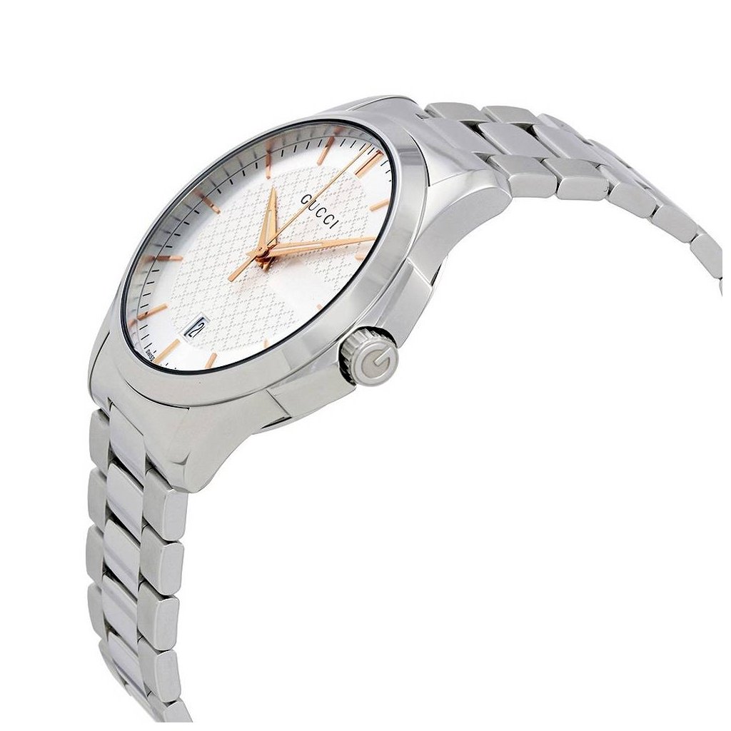 Gucci G Timeless Quartz Silver Dial Silver Steel Strap Unisex Watch - YA126442