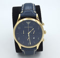 Emporio Armani Chronograph Blue Dial Blue Leather Strap Watch For Men - AR1862