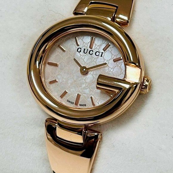 Gucci Guccisima Mother of Pearl White Dial Rose Gold Steel Strap Watch for Women - YA134512