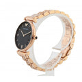 Emporio Armani Gianni T-Bar Mother of Pearl Black Dial Rose Gold Steel Strap Watch For Women - AR11145