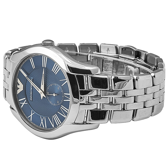 Emporio Armani Valente Chronograph Blue Dial Silver Steel Strap Watch For Men - AR1789