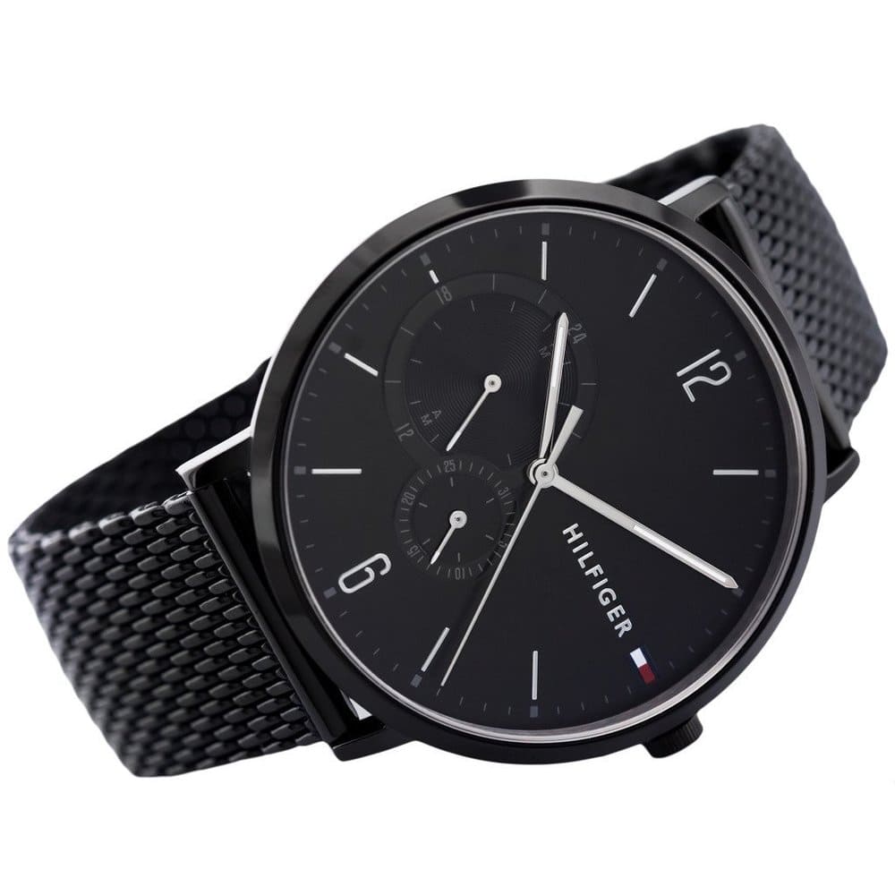 Tommy Hilfiger Brooklyn Black Dial Black Mesh Bracelet Watch for Men - 1791507