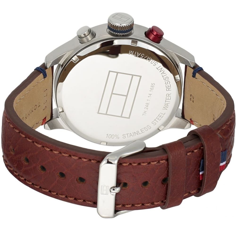 Tommy Hilfiger Trent Quartz Blue Dial Brown Leather Strap Watch for Men - 1791066