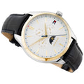 Tommy Hilfiger Oliver Analog Silver Dial Black Leather Strap Watch for Men - 1791305