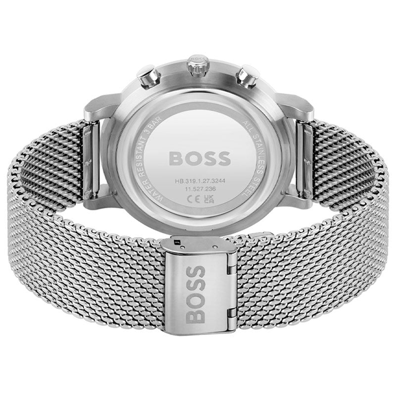 Hugo Boss Skymaster White Dial Silver Mesh Bracelet Watch for Men - 1513933