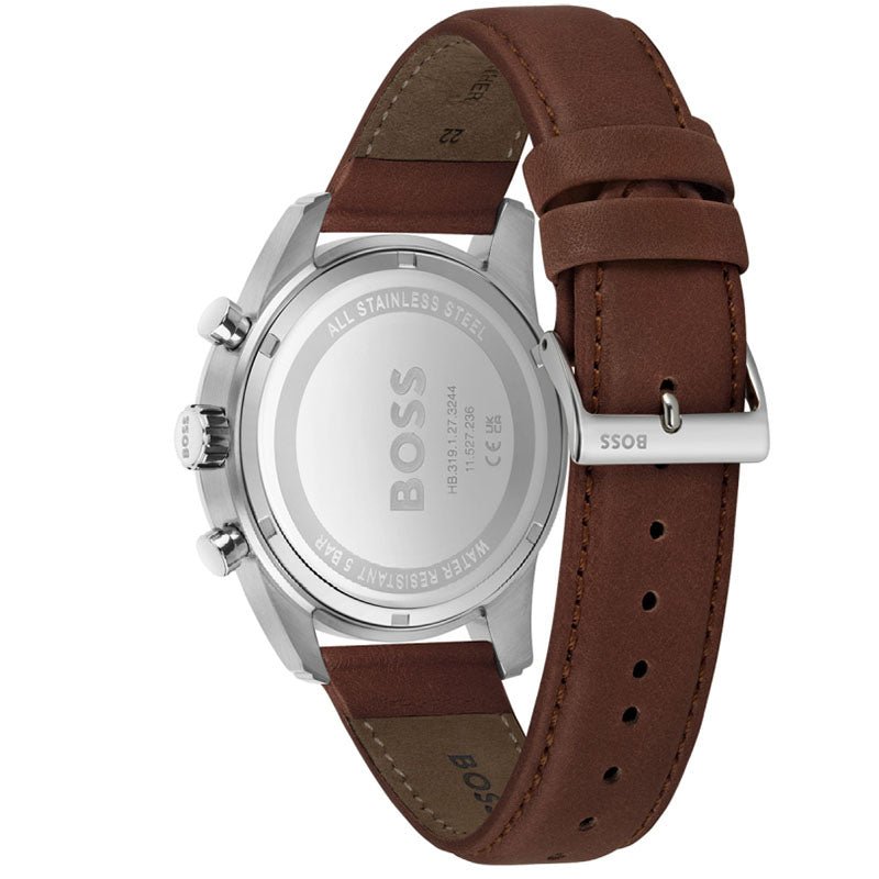 Hugo Boss Skymaster Blue Dial Brown Leather Strap Watch for Men - 1513940