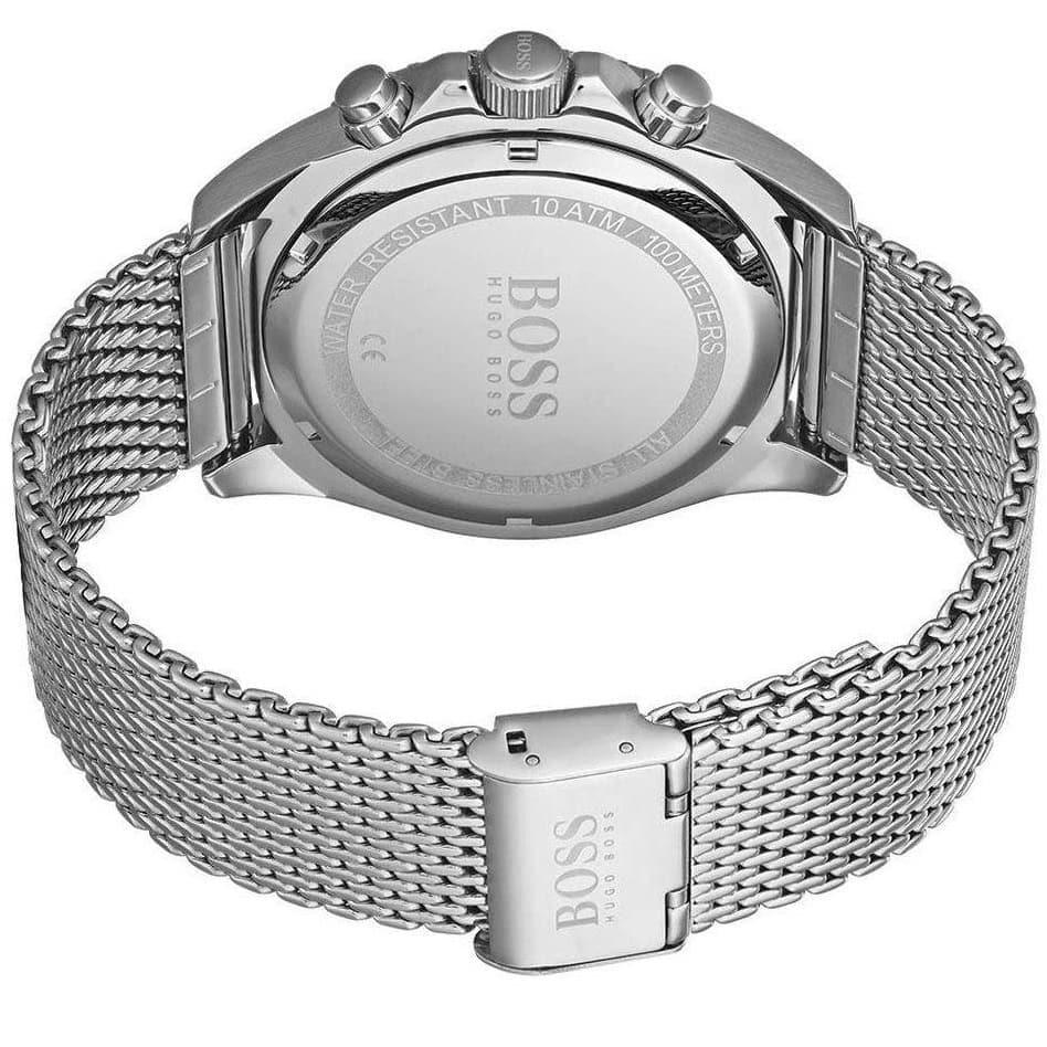 Hugo Boss Ocean Edition Chronograph Black Dial Silver Mesh Bracelet Watch for Men - 1513701