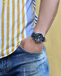 Fossil Grant Chronograph Blue Dial Blue Leather Strap Watch for Men - FS5373