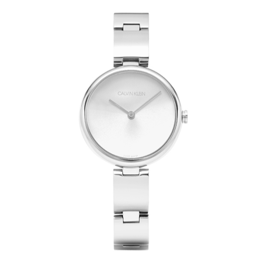 Calvin Klein Wavy Silver Dial Silver Steel Strap Watch for Women - K9U23146