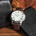 Fossil Grant Chronograph Beige Dial Brown Leather Strap Watch for Men - FS4735