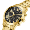 Guess Atlas Chronograph Black Dial Gold Steel Strap Watch for Men - W0668G8