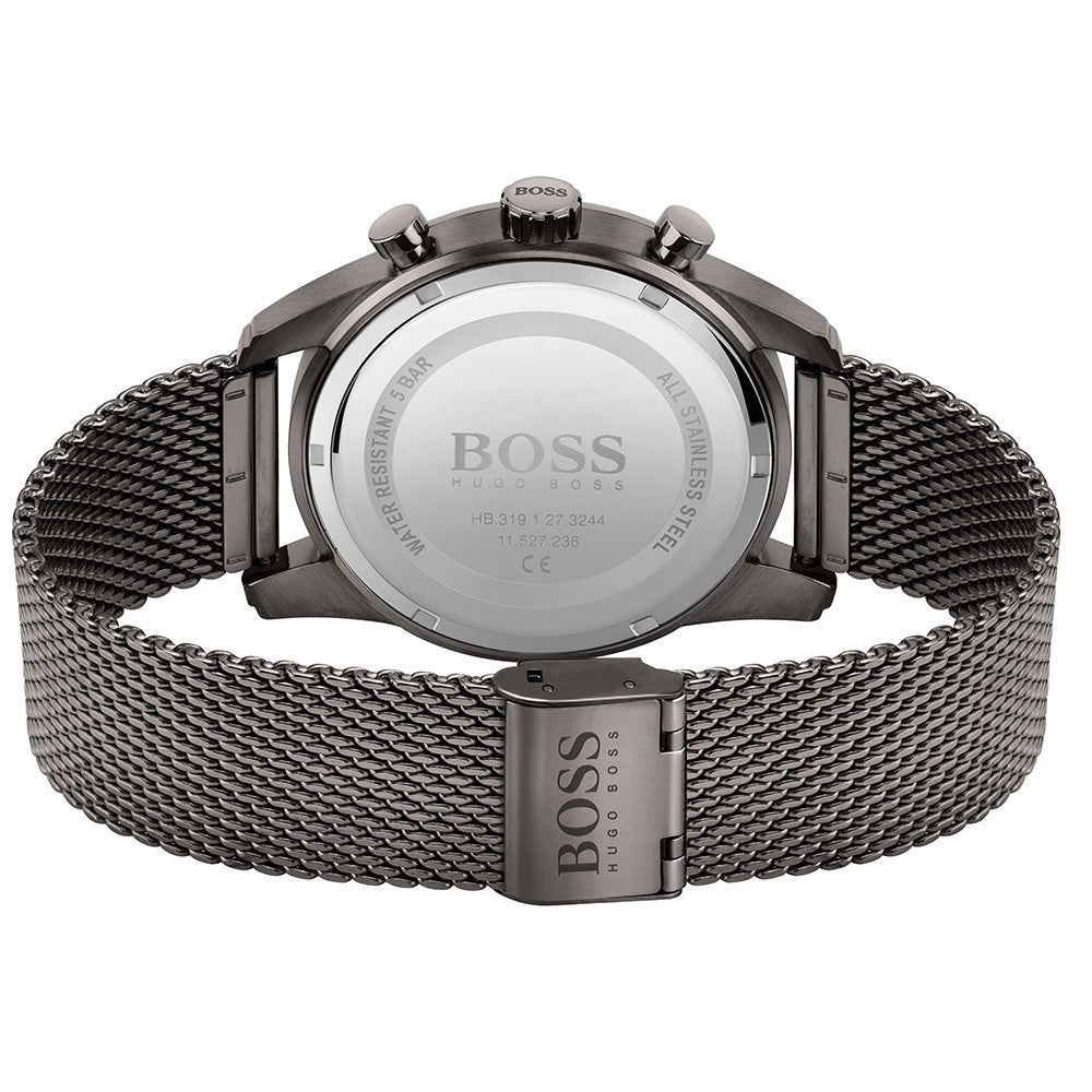 Hugo Boss Skymaster Chronograph Grey Dial Grey Mesh Bracelet Watch for Men - 1513837