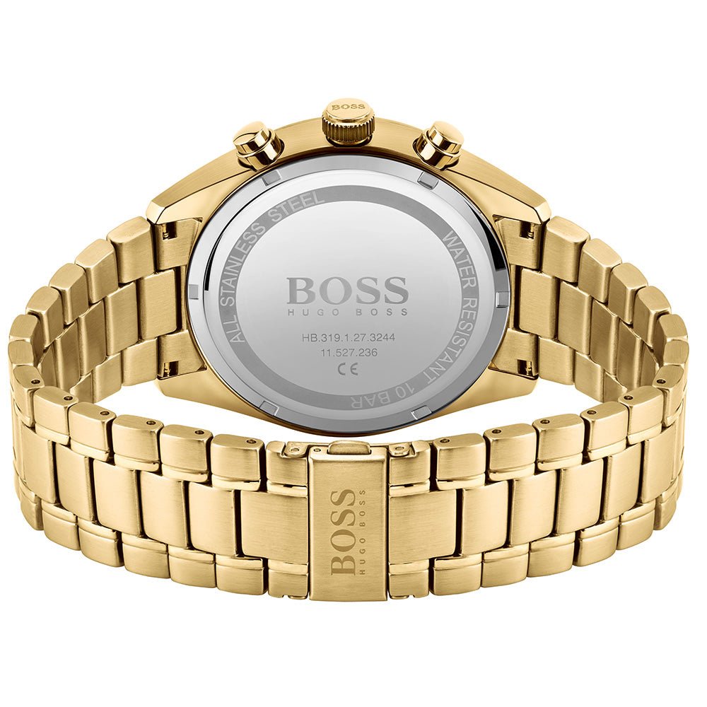 Hugo Boss Champion Chronograph Black Dial Gold Steel Strap Watch for Men - 1513848