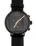 Calvin Klein High Noon Chronograph Black Dial Black Leather Strap Watch for Men - K8M274CB