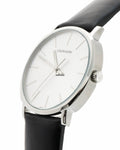 Calvin Klein Posh Silver Dial Black Leather Strap Watch for Men - K8Q311C6