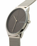 Calvin Klein Minimal Gray Dial Silver Mesh Bracelet Watch for Men - K3M21123